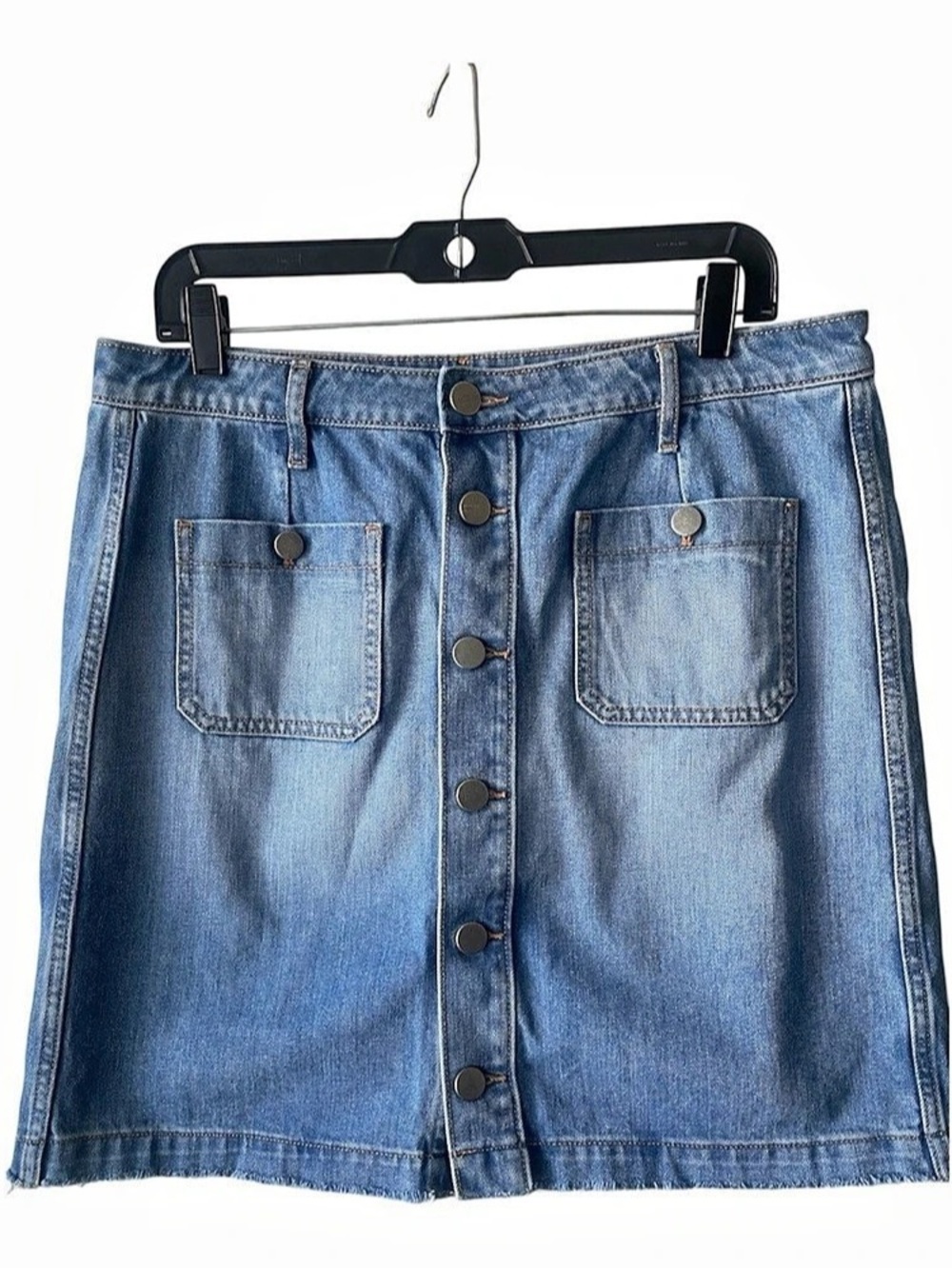 Ann Taylor LOFT Button Front Denim Mini Skirt Blue